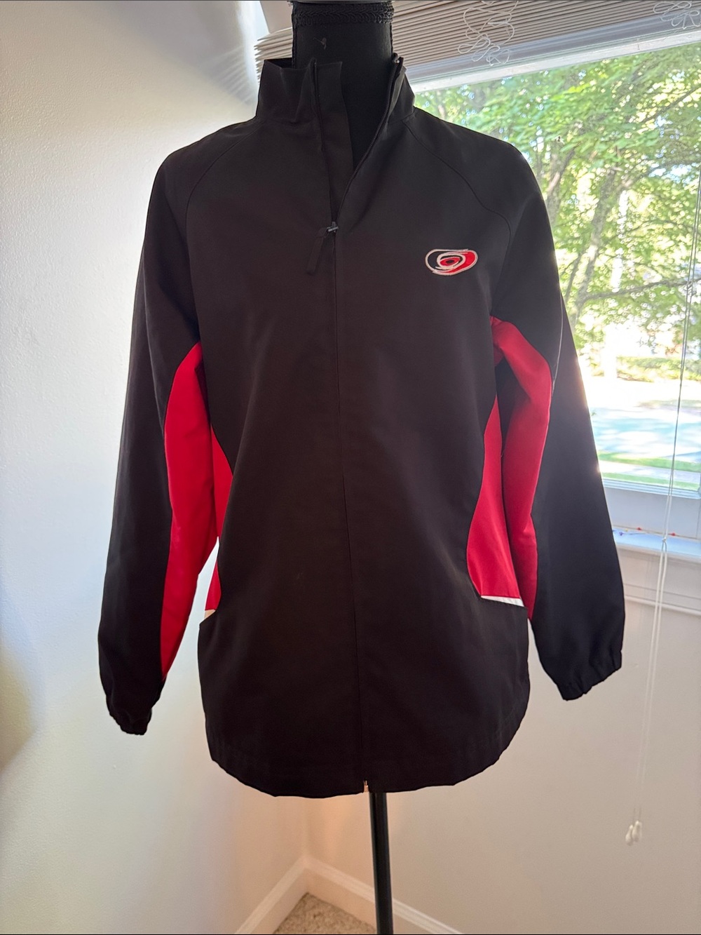 CAROLINA HURRICANES Black and Red Men’s or Women’s Varsity-Style Zip Jacket